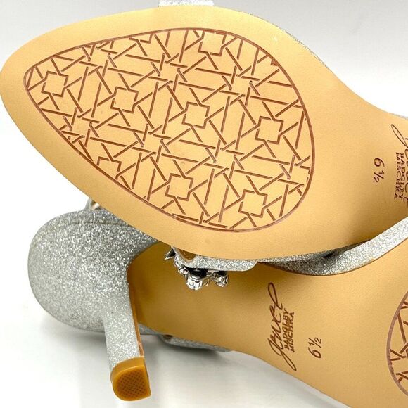 Jewel‎ Badgley Mischka Womens Size 6.5 Jeweled Silver Dress Sandals Heels Shoes - Picture 9 of 12